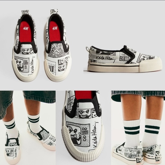 H&M Monochrome Graphic Slip-On Sneakers - Picture 1 of 8